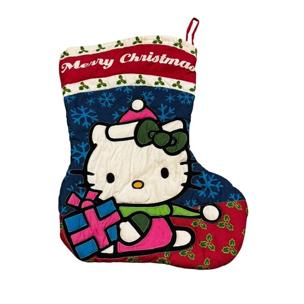 Hello Kitty Christmas Stocking‎ Quilted Patchwork Holiday 16.5in